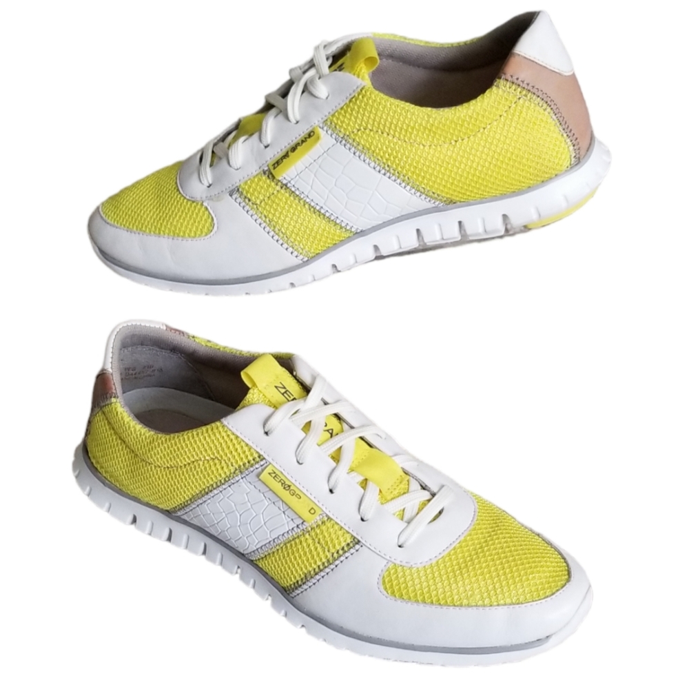 Cole Haan ZEROGRAND Women 8.5B Yellow White Comfort Athletic Running Shoe D44457
